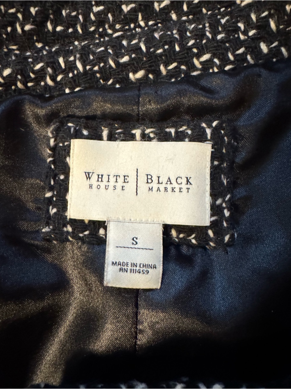 White House Black Market Black and White Tweed Peacoat - Picture 2 of 2